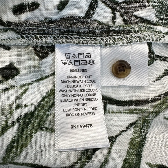 Tahari 100% Linen Tropical Palm Leaf Sleeveless Button-Front Top – Size Small - Picture 8 of 8